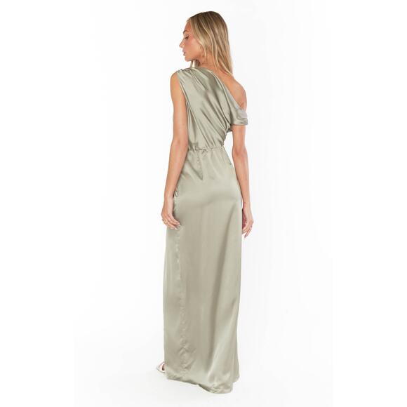 Show Me Your Mumu Jodie Dress in Moss Green Luxe Satin S - Picture 3 of 7